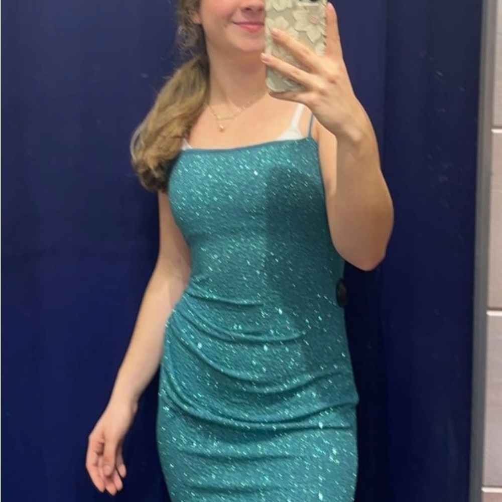 Glamorous Teal Sequin Dress